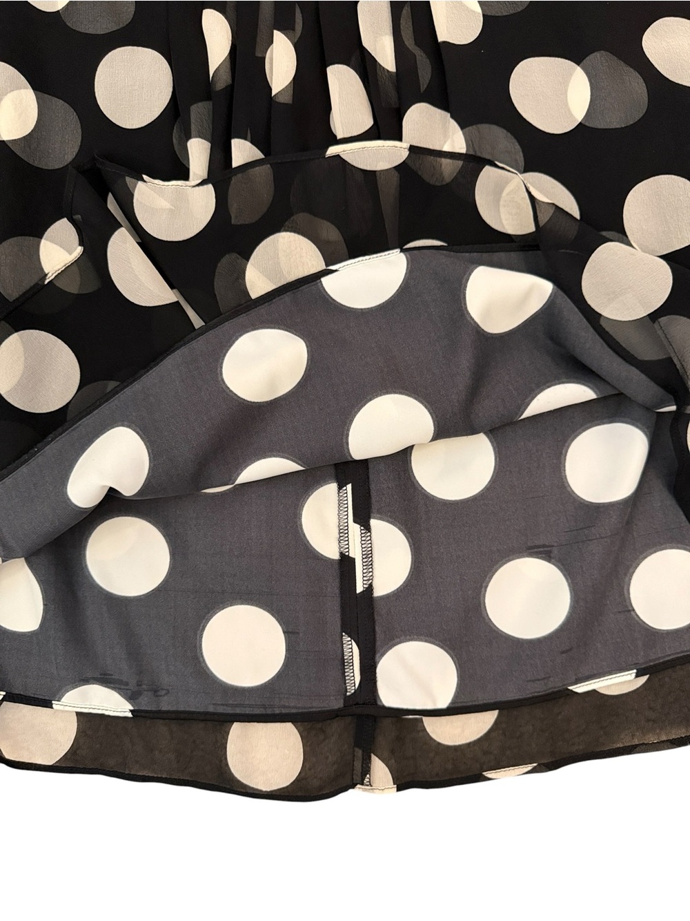 Ann Taylor Silk Polka Dot Pleated Midi Skirt Black White Sheer A-Line Size 6 - Picture 8 of 12